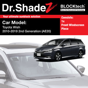 BLOCKtech Premium Front Windscreen Foldable Sunshade for Toyota Wish AE20 MPV 2010 2011 2012 2013 2014 2015 2016 2017 2018 2019 2nd Generation (AE20)