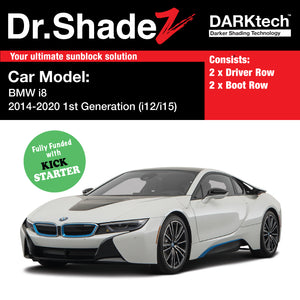 DARKtech BMW i8 2014-2020 1st Generation (I12/I15) Germany Sport Car Customised Car Window Magnetic Sunshades driver and boot side row