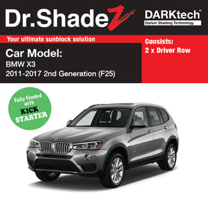 DARKtech BMW X3 Series 2010-2017 2nd Generation (F25) Customised Germany SUV Car Window Magnetic Sunshades driver row