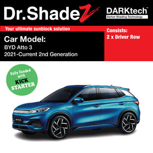 DARKtech BYD Atto 3 Yuan Plus 2021-Current 2nd Generation China SUV Customised Car Window Magnetic Sunshades driver row