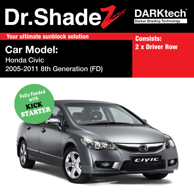 DARKtech Honda Civic 2005-2011 8th Generation (FD) Japan Car Customised Magnetic Sunshades - dr shadez australia japan singapore malaysia new zealand