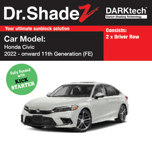 DARKtech Honda Civic 2021-Current 11th Generation (FE) Japan Sedan Customised Car Window Magnetic Sunshades driver row