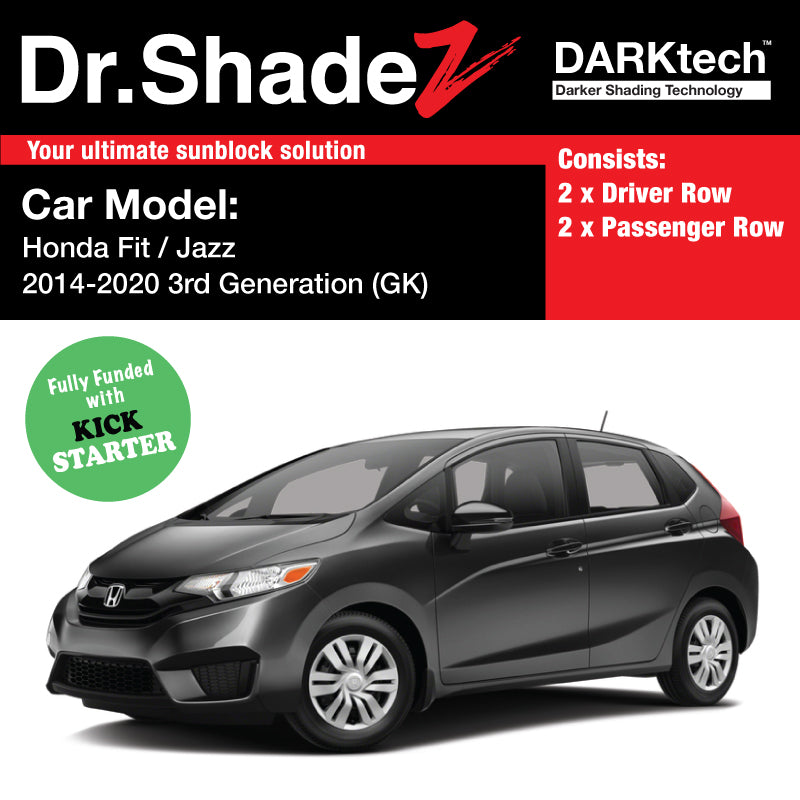 DARKtech Honda Fit Jazz 2013-2020 3rd Generation (GK) Japan Hatchback Customised Car Window Magnetic Sunshades driver and passenger row