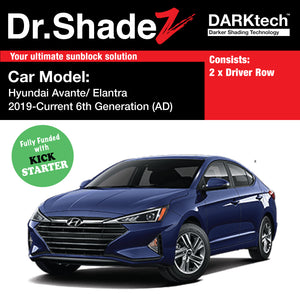 DARKtech Hyundai Avante Elantra 2019-Current 6th Generation (AD Facelift) Korean Sedan Car Customised Magnetic Sunshades