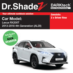 DARKtech Lexus RX Series 2015-2022 4th Generation (AL20) Japan Luxury SUV Customised Magnetic Sunshades driver windows