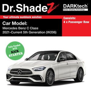 DARKtech Mercedes Benz C Class 2021-Current 5th Generation (W206) Germany Compact Executive Customised Car Window Magnetic Sunshades passenger row windows