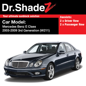 Mercedes Benz E Class 2003 2004 2005 20065 2007 2008 2009 3rd Generation (W211) Germany Executive Sedan Customised Magnetic Sunshades - carwerkz singapore malaysia australia