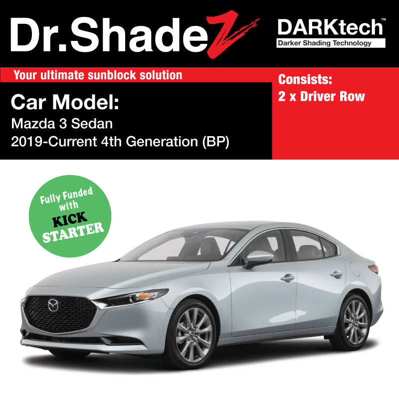 DARKtech Mazda 3 Sedan 2019-Current 4th Generation (BP) Japan Automotive Customised Car Window Magnetic Sunshades - dr shadez australia singapore japan driver row