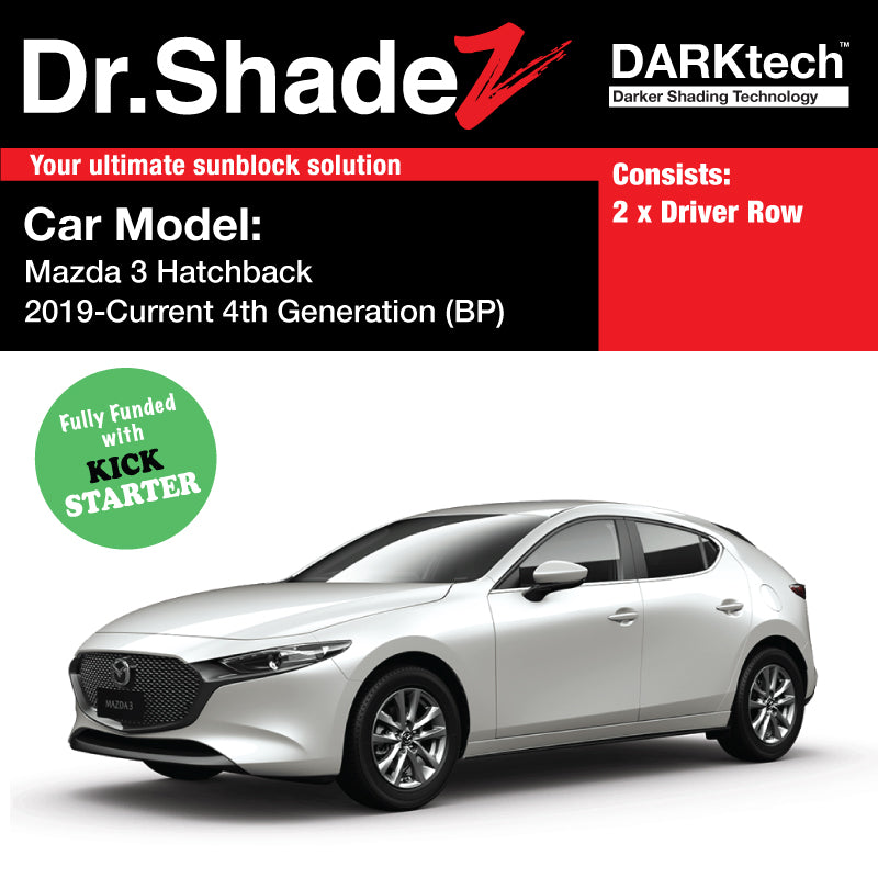 DARKtech Mazda 3 Hatchback 2019-Current 4th Generation (BP) Japan Automotive Customised Car Window Magnetic Sunshades driver window