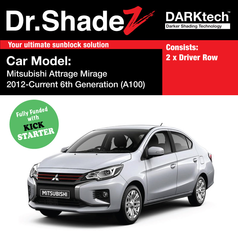 DARKtech Mitsubishi Attrage Mirage 2012-Current 6th Generation (A100) Japan Sedan Customised Car Window Magnetic Sunshades driver row windows