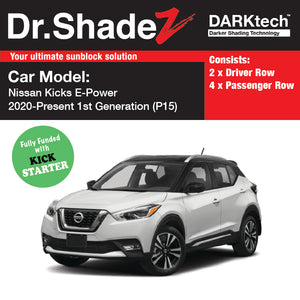 DARKtech Nissan Kicks 2016-Current 1st Generation (P15) Japan Compact SUV Customised Car Window Magnetic Sunshades driver and passenger row windows