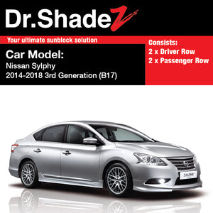 Nissan Sylphy 2014 2015 2016 2017 2018 3rd Generation (B17) Japan Sedan Customised Car Window Magnetic Sunshades 4 Pieces - autobacs singapore drshadez australia malaysia sg my au nz ph de uk fr br kr in id