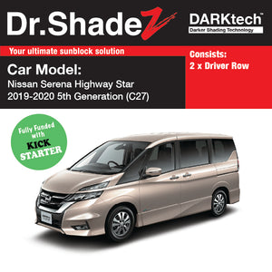 DARKtech Nissan Serena 2016-Current 5th Generation (C27) Japan MPV Customised Car Window Magnetic Sunshades driver windows