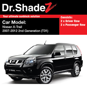 Nissan X-Trail 2007 2008 2009 2010 2011 2012 2nd Generation (T31) Customised Car Window Magnetic Sunshades 4 Pieces Dr Shadez sg ph my au nz de uk fr br kr rs fn mc