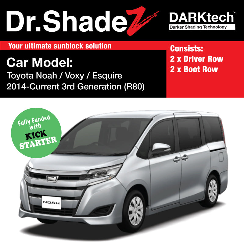 DARKtech Toyota Noah Voxy Esquire 2014-Current 3rd Generation (R80) Japan MPV Customised Car Window Magnetic Sunshades