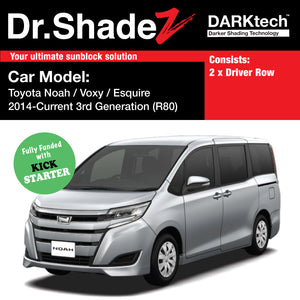 DARKtech Toyota Noah Voxy Esquire 2014-Current 3rd Generation (R80) Japan MPV Customised Car Window Magnetic Sunshades