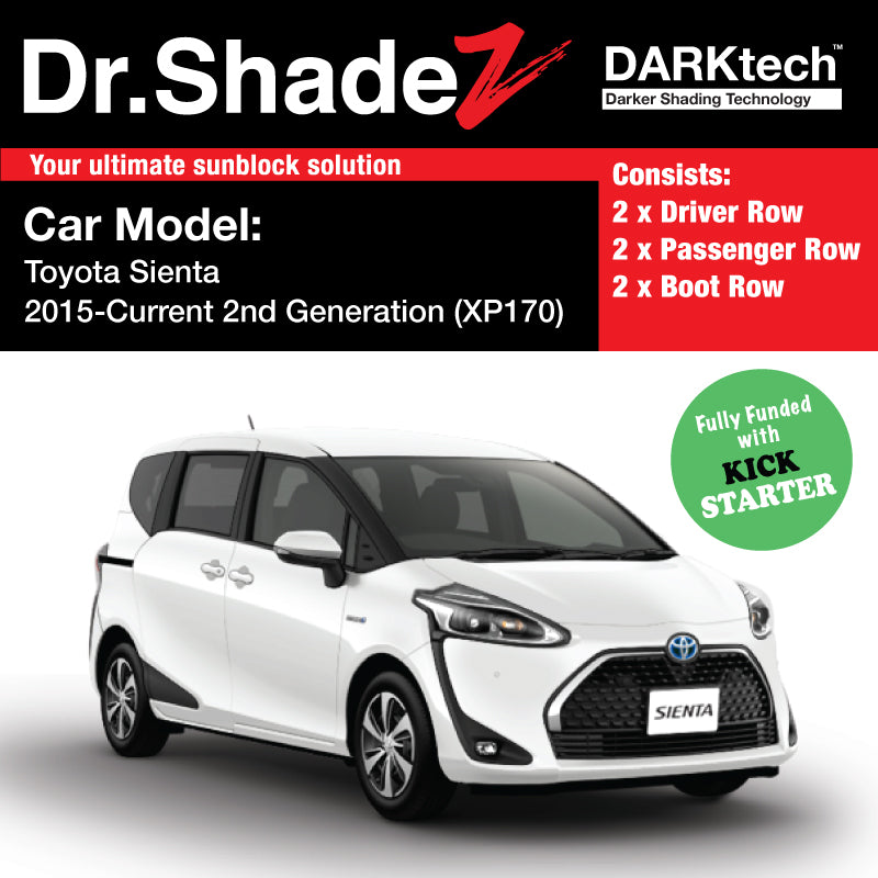 DARKtech Toyota Sienta 2015-Current 2nd Generation (XP170) Japan Mini MPV Customised Car Window Magnetic Sunshades