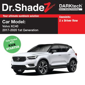 DARKtech Volvo XC40 2017-Current 1st Generation Sweden Luxury SUV Customised Car Window Magnetic Sunshades driver row windows