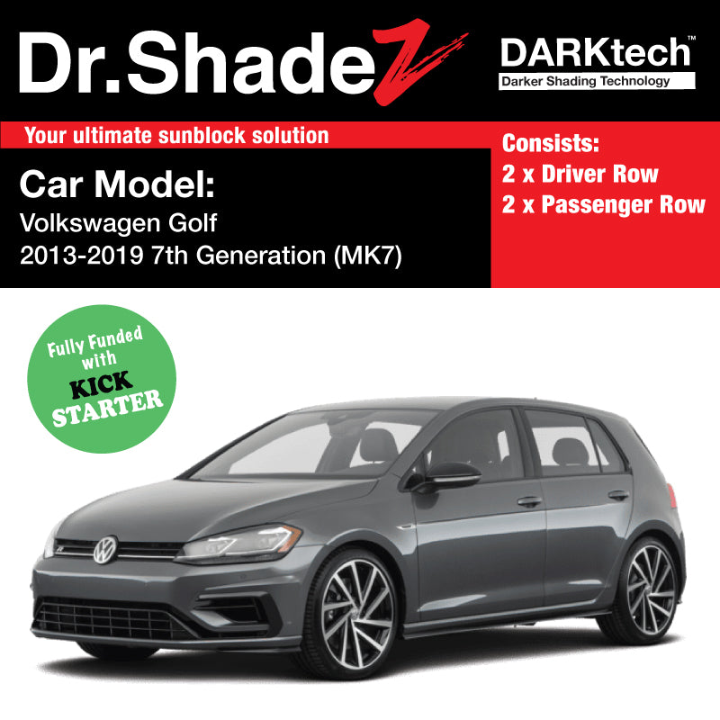 DARKtech Volkswagen Golf 2012-2019 7th Generation (MK7) Germany Hatchback Customised Car Window Magnetic Sunshades