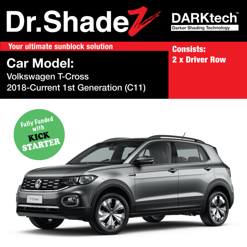 DARKtech Volkswagen T-Cross 2018-Current 1st Generation (C11) Germany Crossover SUV Customised Car Window Magnetic Sunshades driver row windows